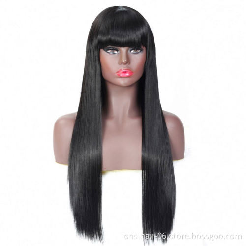 MYZER straight hair cheap artificial wig, synthetic wig supplier, 26-inch artificial wig in various colors (cream color)